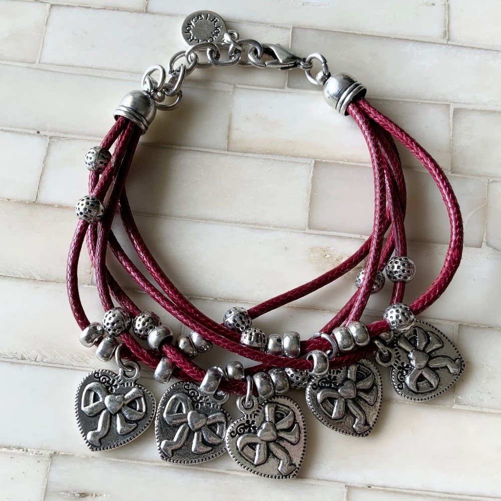 LR Joyce Charm Red & Silver tone Bracelet